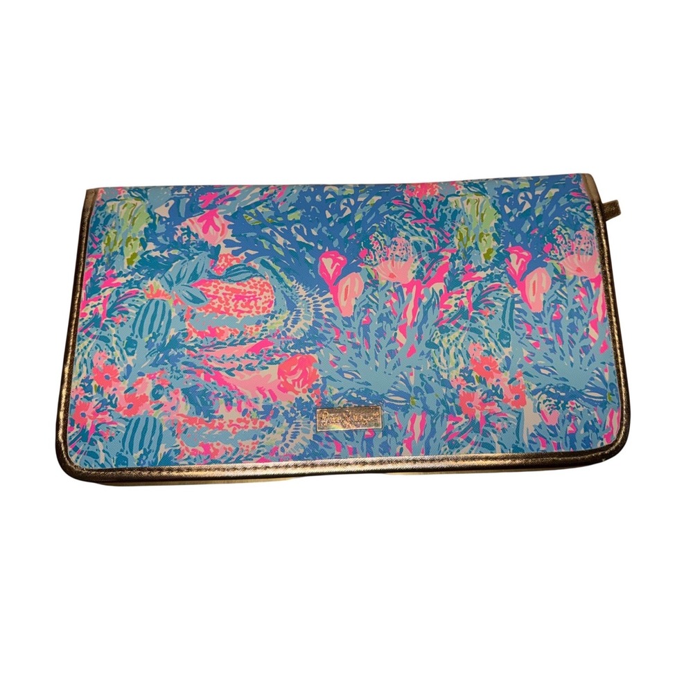 Lilly Pulitzer Fished My Wish Bi-Fold Travel Organizer Floral Wallet Clutch